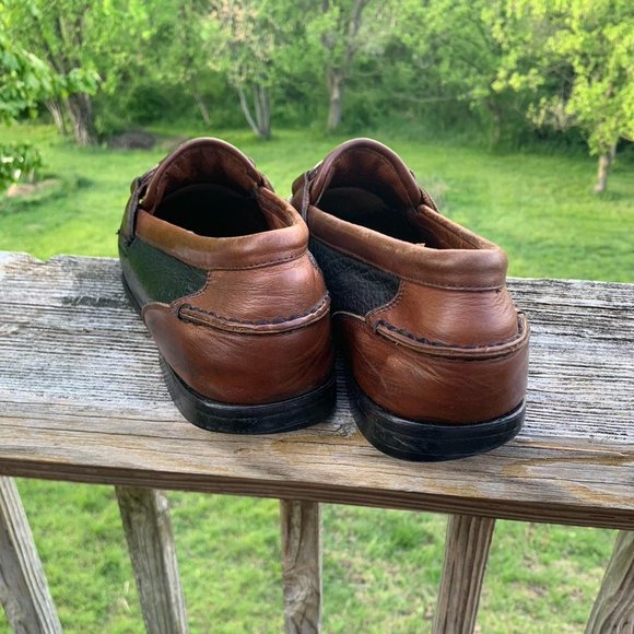 Black and Brown Paneled Florsheim Leather Tasseled Loafers supple 10.5 D main image 4